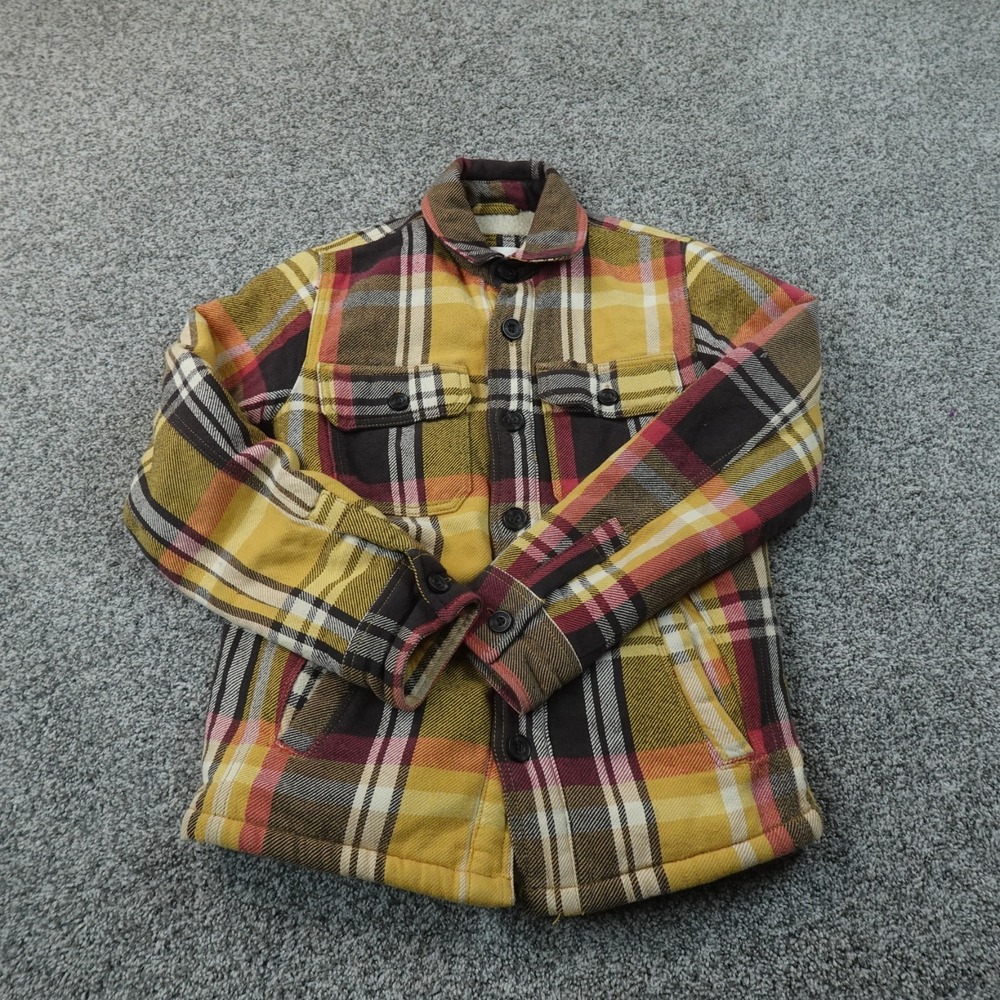 American Eagle Jacket Mens XS Plaid Flannel Sherpa Lined Shacket Button Up Coat